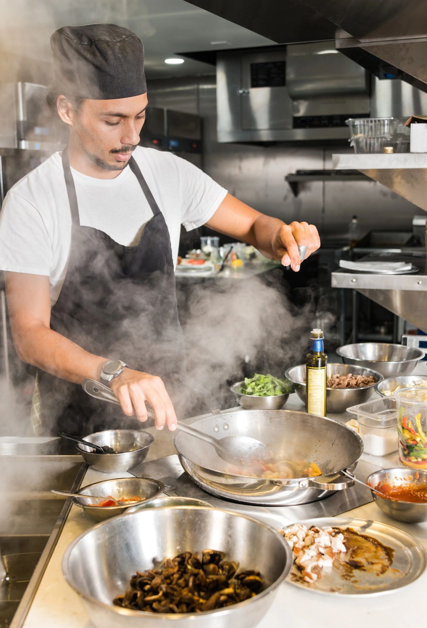 Restaurant chef working in the kitchen